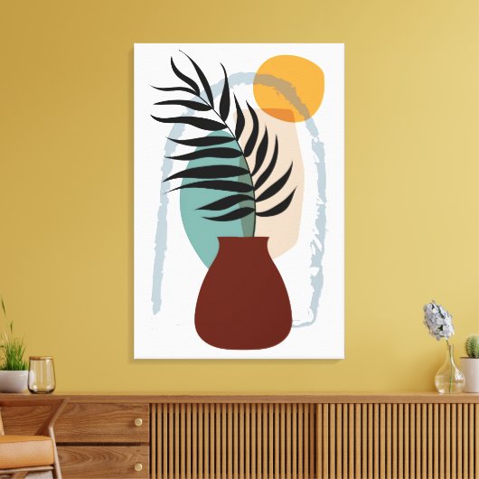 Boho Abstract landschap, opgerolde grote afwerking Canvas Afdruk (Insitu (Woonkamer))