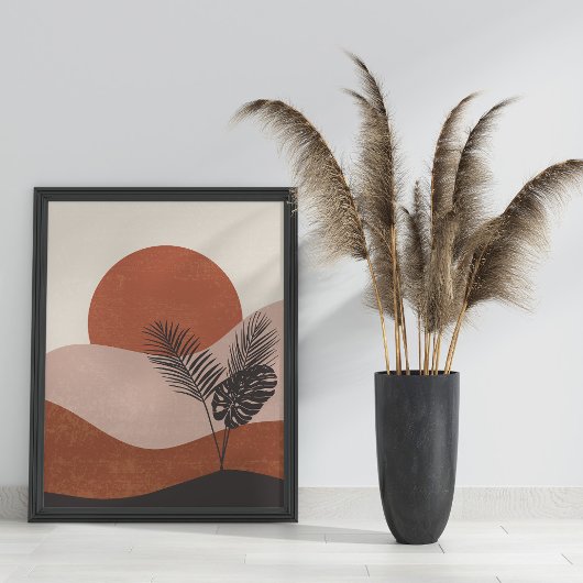 Boho Abstract Landschap Zonsondergang Poster