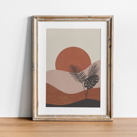 Boho Abstract Landschap Zonsondergang Poster