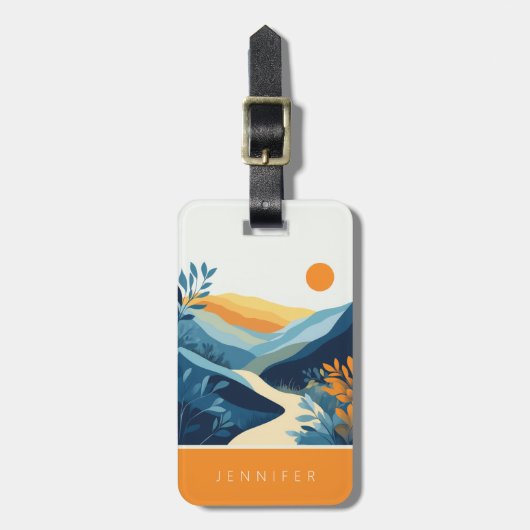Boho Abstract Landschaps Bagagetailie Bagagelabel (Voorkant verticaal)