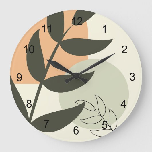 Boho Abstract Leaf Wall Clock Grote Klok (Voorkant)