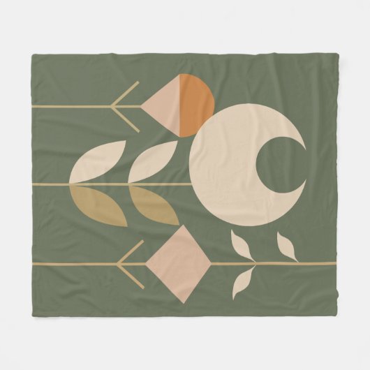 Boho Abstract Lily Fleece Deken (Voorkant (Horizontaal))