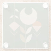 Boho Abstract Lily Glazen Onderzetter (Achterkant)