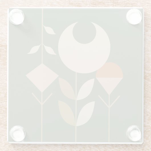 Boho Abstract Lily Glazen Onderzetter (Achterkant)