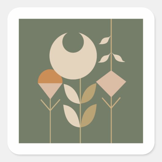 Boho Abstract Lily Vierkante Sticker (Voorkant)