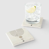 Boho Abstract Mid Century Modern Stenen Onderzetter (Zijkant)