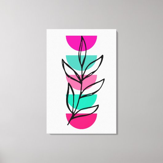 Boho Abstract Midden Eeuw Kleurrijk Bloemmotief Canvas Afdruk (Voorkant)