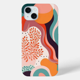 Boho Abstract Minimalist Shape Colorful iPhone 15 Mini Hoesje