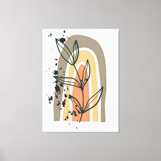 Boho Abstract minimalistisch Plant Canvas Afdruk (Voorkant)