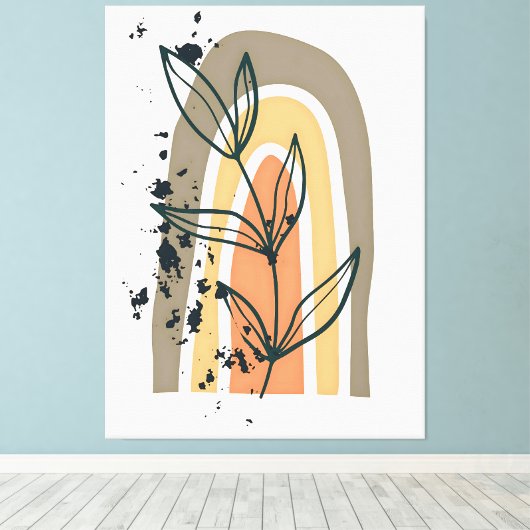 Boho Abstract minimalistisch Plant Canvas Afdruk (Insitu (Houten vloer))