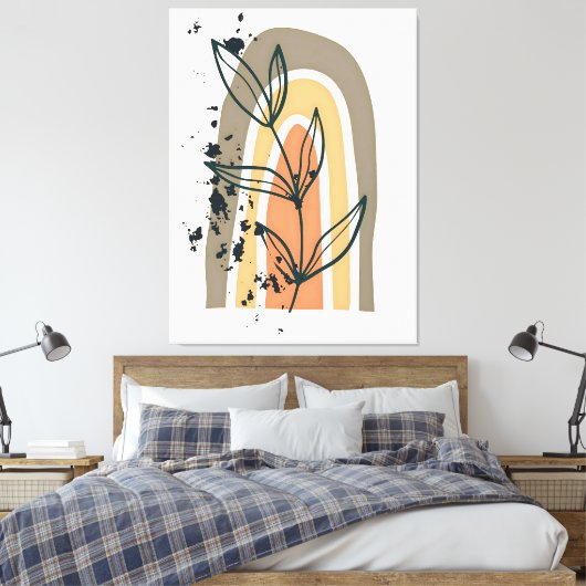 Boho Abstract minimalistisch Plant Canvas Afdruk (Insitu (Slaapkamer))