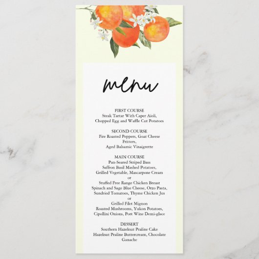 Boho Abstract Orange Garden Wedding Menu (Voorkant)