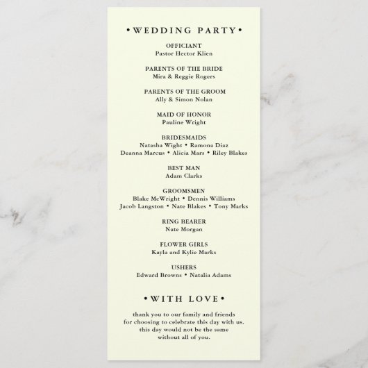 Boho Abstract Orange Garden Wedding Programmakaart (Achterkant)