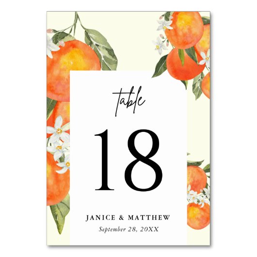 Boho Abstract Orange Garden Wedding Seating Kaart (Voorkant)