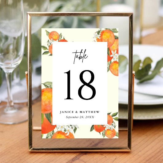 Boho Abstract Orange Garden Wedding Seating Kaart