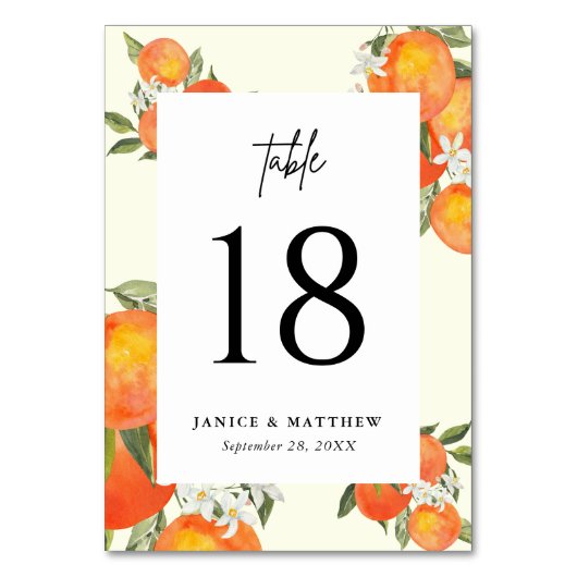 Boho Abstract Orange Garden Wedding Seating Kaart (Voorkant)