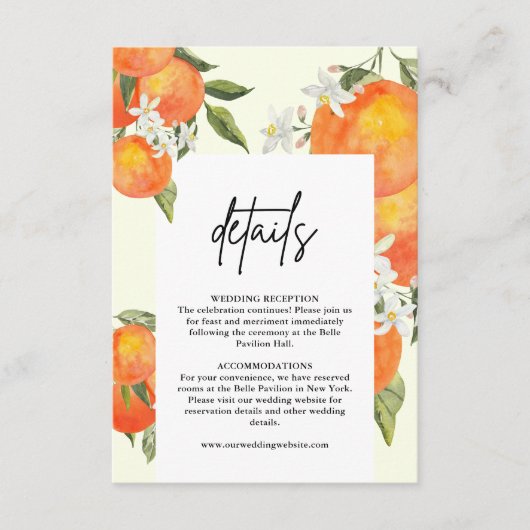 Boho Abstract Orange Wedding Details Informatiekaartje (Voorkant)