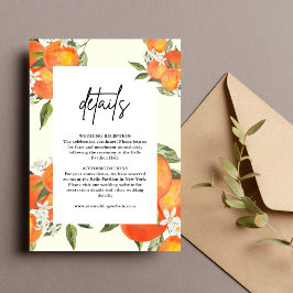 Boho Abstract Orange Wedding Details Informatiekaartje
