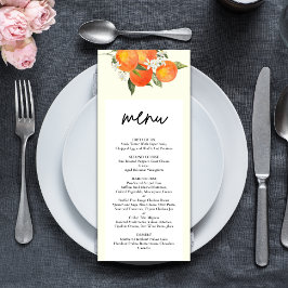 Boho Abstract Oranje Tuin Bruiloft Menu