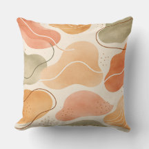 Boho Abstract Organic Shape Pillow - Earthy