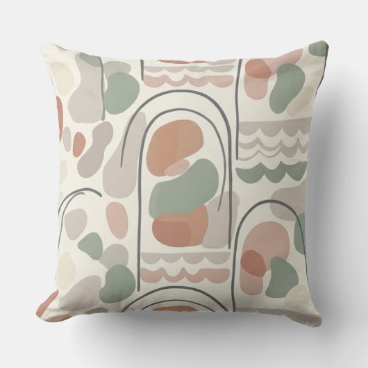 Boho Abstract Organic Shape Pillow - Earthy Terrac Kussen (Voorkant)