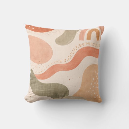 Boho Abstract Organic Shape Pillow - Earthy Terrac Kussen (Voorkant)