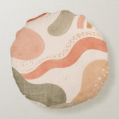 Boho Abstract Organic Shape Pillow - Earthy Terrac Rond Kussen (Achterkant)