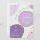 Boho Abstract Paars Gold Waterverf Circles Save The Date (Voorkant)