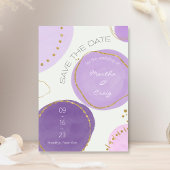 Boho Abstract Paars Gold Waterverf Circles Save The Date