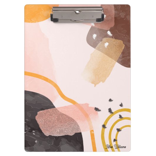Boho Abstract Patroon Aangepaste naam Klembord (Voorkant)