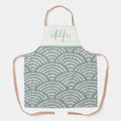 Boho Abstract Patroon Afdrukmonogram Familienaam Schort (Voorkant)