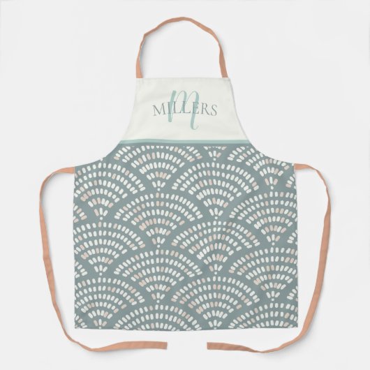 Boho Abstract Patroon Afdrukmonogram Familienaam Schort (Voorkant)