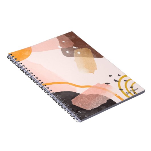 Boho Abstract Patroon Gepersonaliseerde Naam Notitieboek (Rechterzijde)