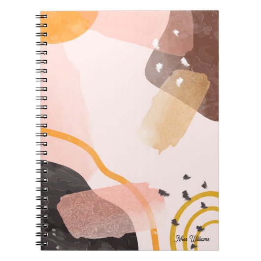 Boho Abstract Patroon Gepersonaliseerde Naam Notitieboek (Voorkant)