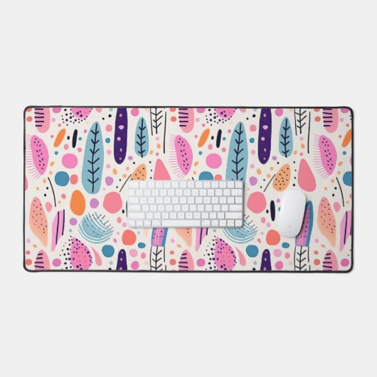 BOHO Abstract Patroon Pastelpastel Botanisch Bureaumat (Keyboard & Muis)