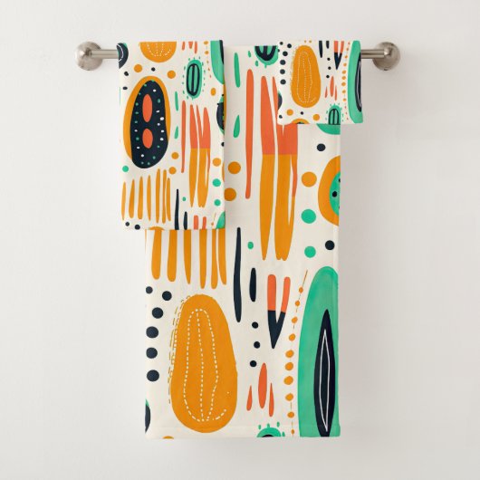 BOHO Abstract Patroon Yellow&Green Bad Handdoek (Insitu)