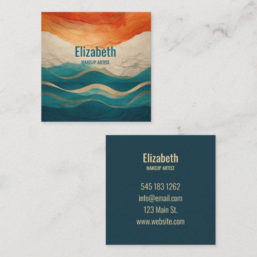 Boho Abstract Pattern Vierkante Visitekaartje (Voorkant / Achterkant)