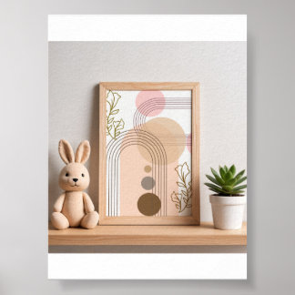 Boho Abstract Regenboog & Bloemenkinderkamer Muurk Poster