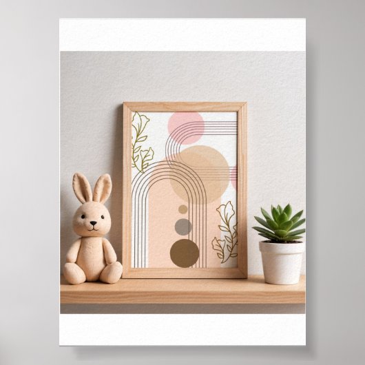 Boho Abstract Regenboog & Bloemenkinderkamer Muurk Poster (Voorkant)