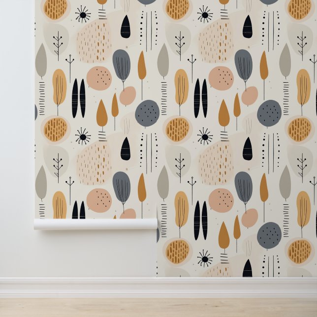 Boho Abstract Retro Populair Collectie Behang (Applicatie)