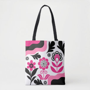 Boho Abstract Roze Bloem Muur Kunst Tote Bag