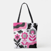 Boho Abstract Roze Bloem Muur Kunst Tote Bag (Achterkant)