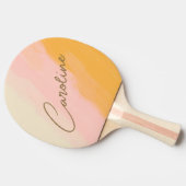 Boho Abstract Roze Geel Script Eigen Naam Tafeltennisbatje (Zijkant)