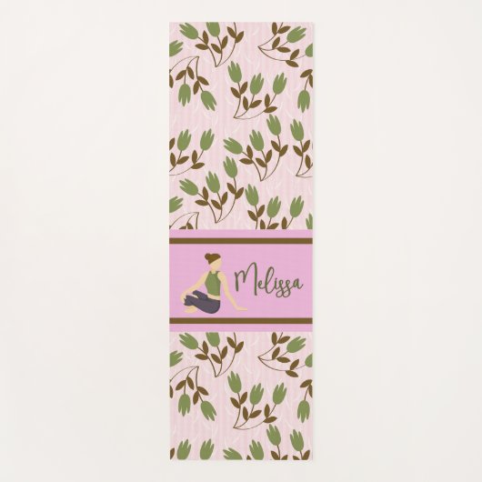 Boho Abstract Roze Groen Bloempatroon Yogamat (Voorkant)