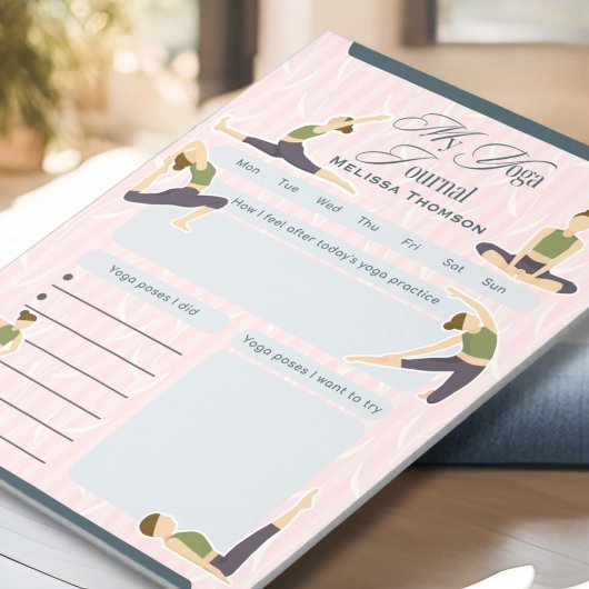 Boho Abstract Roze Groene Yoga Pose Dagelijks Dagb Notitieblok