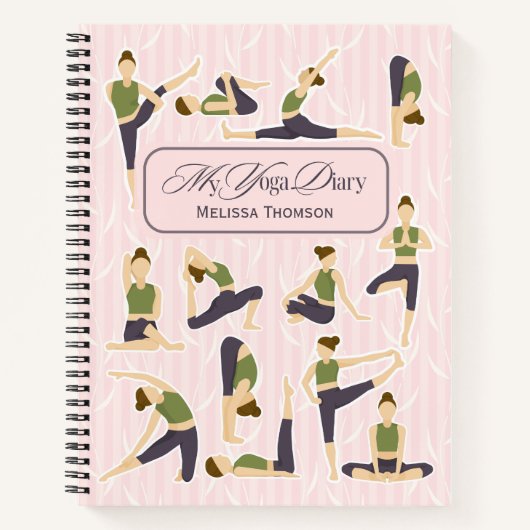 Boho Abstract Roze Groene Yoga Pose Pattern Notitieboek (Voorkant)