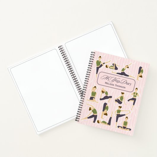 Boho Abstract Roze Groene Yoga Pose Pattern Notitieboek (Binnen)