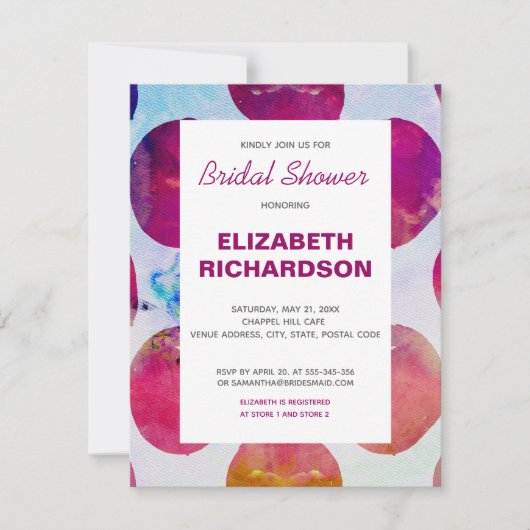 Boho abstract roze waterverf Bruidsdouche RSVP Kaartje (Voorkant)