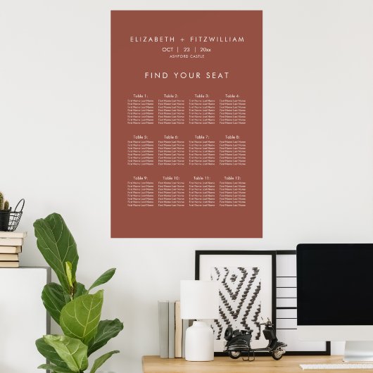 Boho Abstract | Rust Maple Zitting Chart Poster (Thuiskantoor)