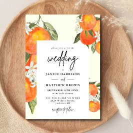 Boho Abstract Schetsmatige Oranje Tuin Bruiloft Kaart